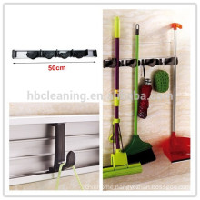 Aluminum 4-Position Flexible Mop and Broom Holder Wall Mount w/3 Hooks